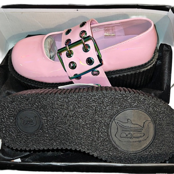 NIB- Dolls Kill x Demonia Baby Pink Holo Creeper Mary Jane - Picture 10 of 13